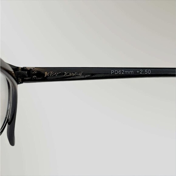 Betsey Johnson Reading Glasses Black Large Cat Eye Readers +2.50 Clear Lens - Picture 7 of 8
